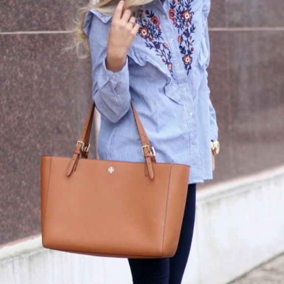 Tory Burch York Luggage Brown Tote Saffiano - Picture 2 of 16